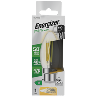 Energizer S29638 A Rated LED Elite Candle B22 Filament 470lm 2.2W 2700K (Warm White)