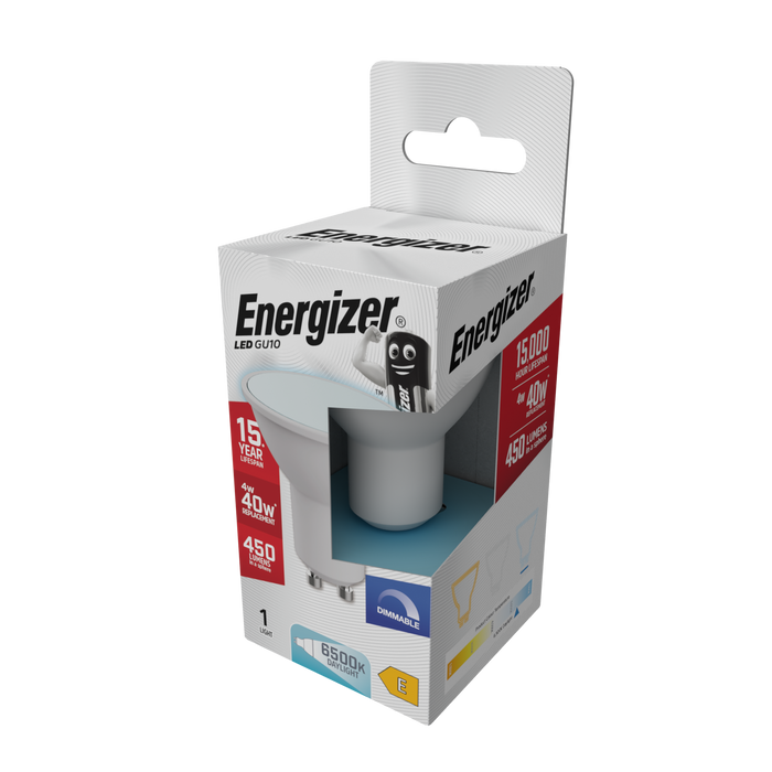 Energizer S29827 4W 450lm GU10 Spotlight LED Bulb Daylight 6500K Dimmable Boxed