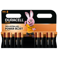 Duracell Plus Power AA LR6 MN1500 Alkaline Batteries with Power Boost Actives | 8 Pack