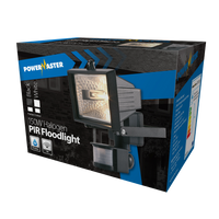 Powermaster S5891 150W IP44 Halogen PIR Floodlight - Black (Lamp Not Included)