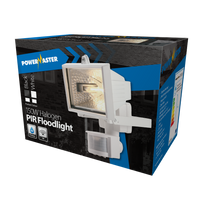 Powermaster S5892 150W IP44 Halogen PIR Floodlight - White (Lamp Not Included)