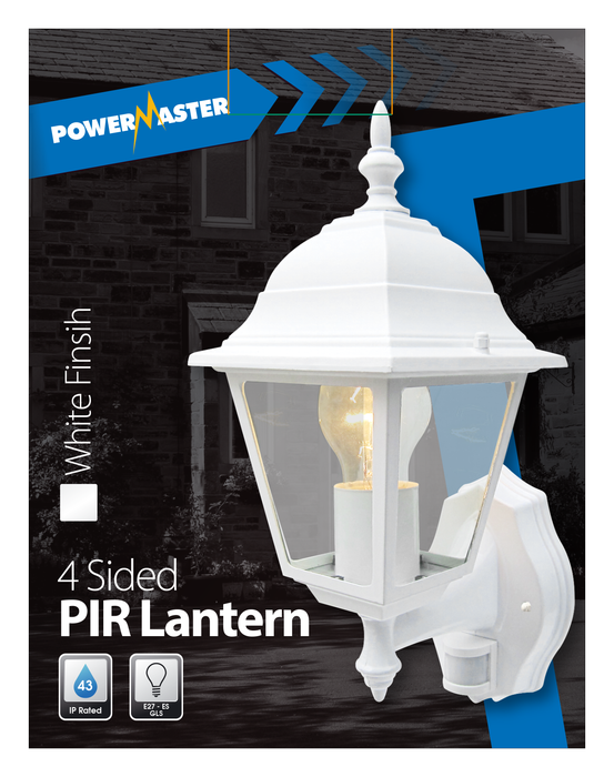 Powermaster S5905 IP43 4-Sided PIR Lantern - White