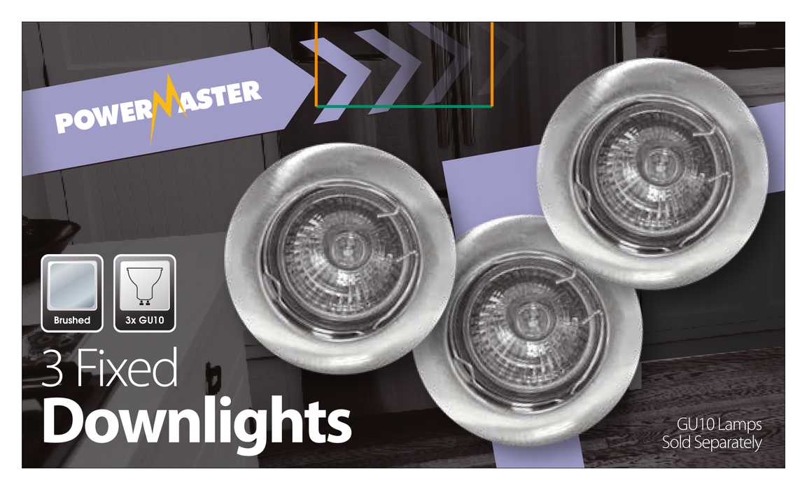 Powermaster S6326 Indoor Fixed Downlight - Brushed (3 Pack)