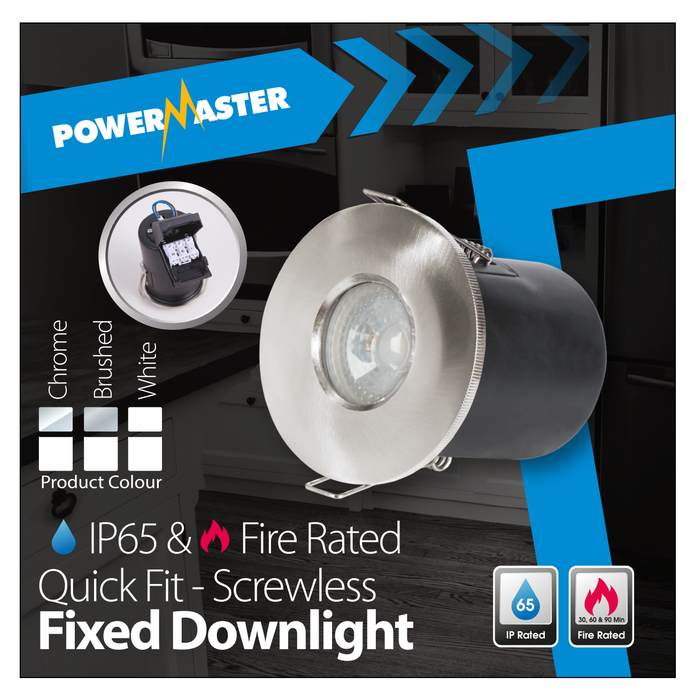 Powermaster S6595 IP65 & Fire Rated Downlight - Brushed