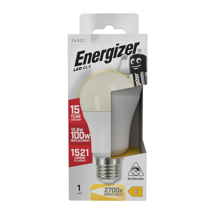 Energizer S8707 12.6W 1521lm E27 ES GLS LED Bulb Opal Warm White 2700K - westbasedirect.com