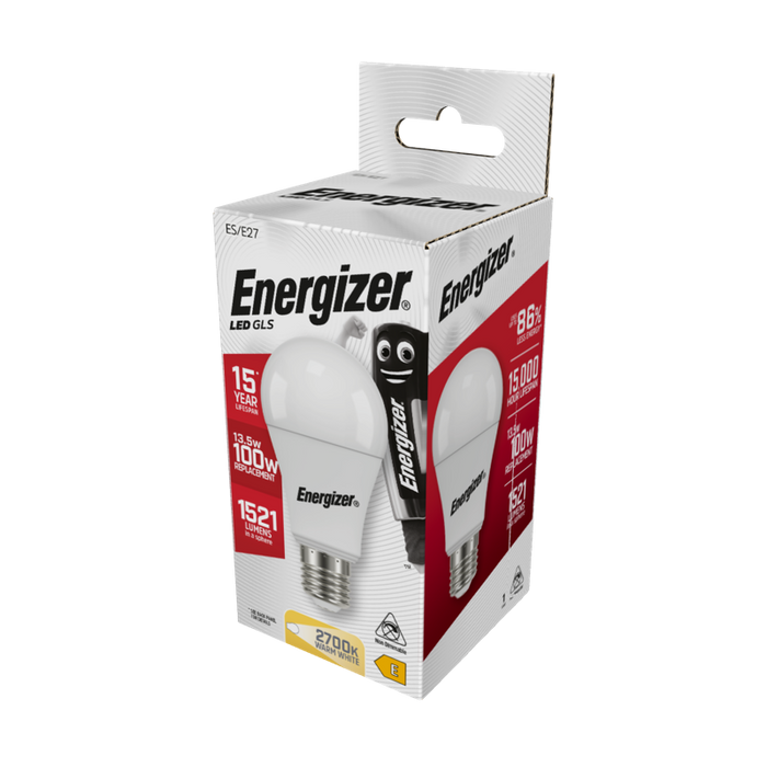 Energizer 13.2W 1521lm E27 ES GLS LED Bulb Opal Warm White 2700K - westbasedirect.com