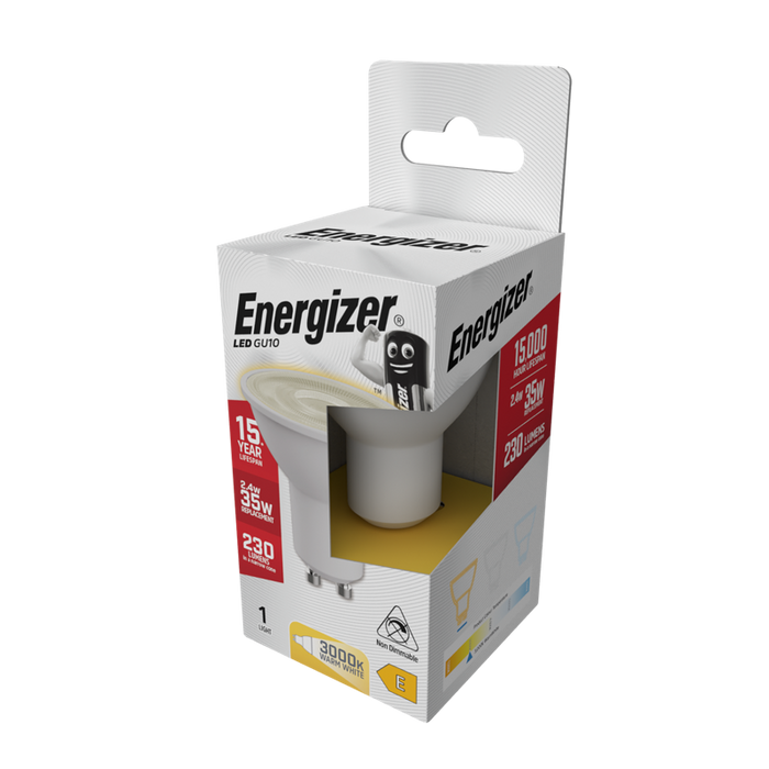 Energizer S8821 2.4W 230lm GU10 Spotlight LED Bulb Warm White 3000K - westbasedirect.com