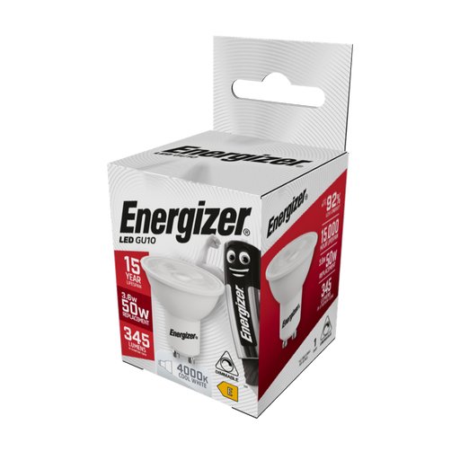 Energizer 4.6W 375lm GU10 Spotlight LED Bulb Cool White 4000K Dimmable - westbasedirect.com