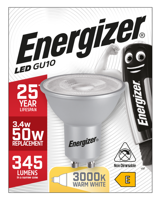 Energizer 4.2W 345lm GU10 High Tech LED Bulb Warm White 3000K - westbasedirect.com