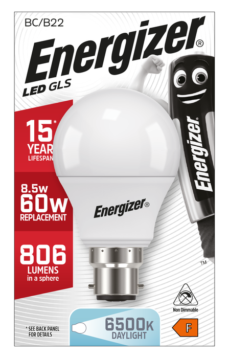 Energizer 8.2W 806lm B22 BC GLS LED Bulb Opal Daylight 6500K - westbasedirect.com