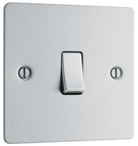 BG SBS13 Flatplate Screwed 20A 16AX Intermediate Light Switch - Brushed Steel