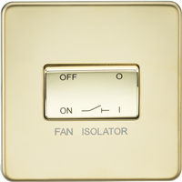 Knightsbridge SF1100PB Screwless 10AX 3 Pole Fan Isolator Switch - Polished Brass