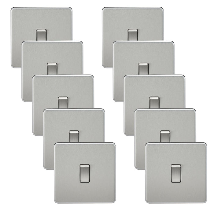 Knightsbridge SF2000BCx10 Screwless 10AX 1G 2-Way Switch - Brushed Chrome (10 Pack)