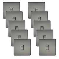 Knightsbridge SF2000BNx10 Screwless 10AX 1G 2-Way Switch - Black Nickel (10 Pack)