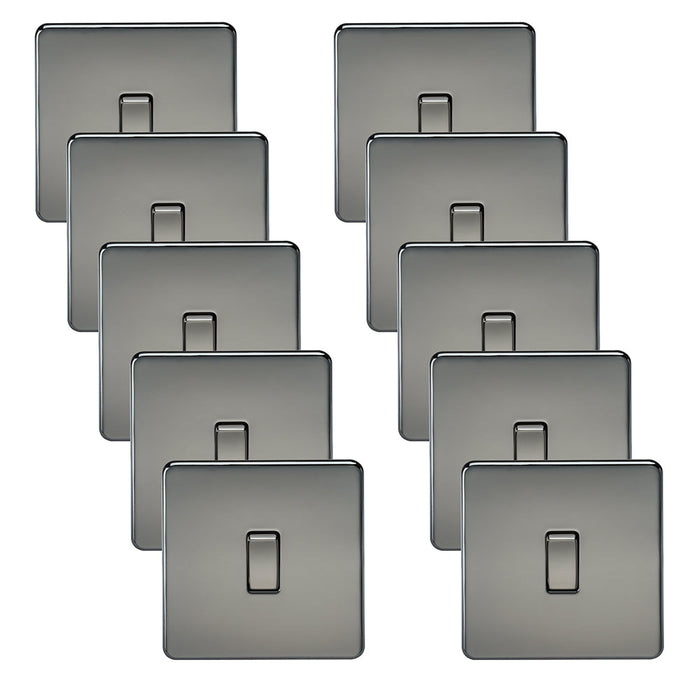Knightsbridge SF2000BNx10 Screwless 10AX 1G 2-Way Switch - Black Nickel (10 Pack)