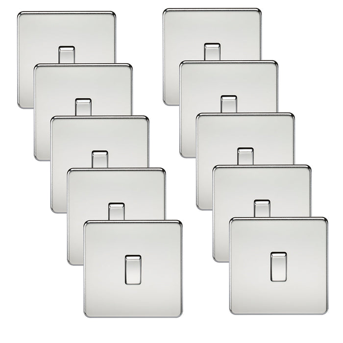 Knightsbridge SF2000PCx10 Screwless 10AX 1G 2-Way Switch - Polished Chrome (10 Pack)