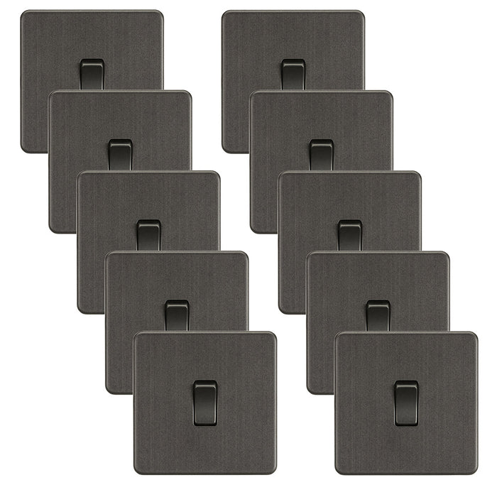 Knightsbridge SF2000SBx10 Screwless 10AX 1G 2-Way Switch - Smoked Bronze (10 Pack)