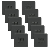 Knightsbridge SF3000ATx10 Screwless 10AX 2G 2-Way Switch - Anthracite (10 Pack)
