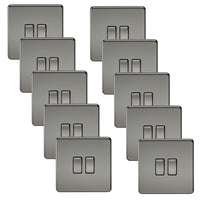 Knightsbridge SF3000BNx10 Screwless 10AX 2G 2-Way Switch - Black Nickel (10 Pack)