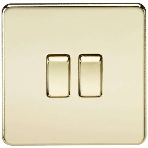 Knightsbridge SF3000PB Screwless 10AX 2G 2-Way Switch - Polished Brass - westbasedirect.com