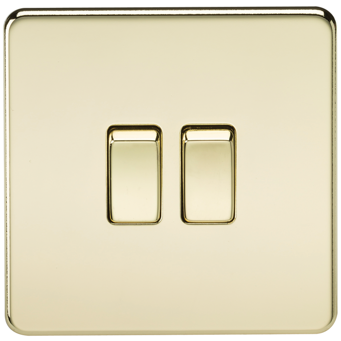 Knightsbridge SF3000PB Screwless 10AX 2G 2-Way Switch - Polished Brass - westbasedirect.com