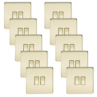 Knightsbridge SF3000PBx10 Screwless 10AX 2G 2-Way Switch - Polished Brass (10 Pack)