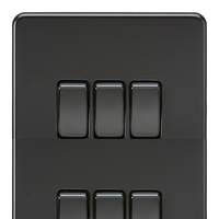 Knightsbridge SF4000MBB Screwless 10AX 3G 2-Way Switch - Matt Black + Black Rockers