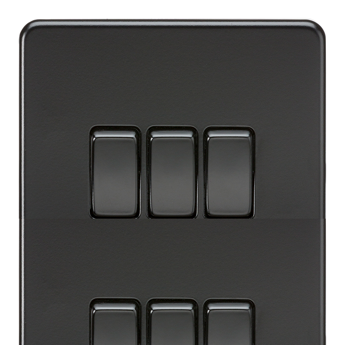 Knightsbridge SF4000MBB Screwless 10AX 3G 2-Way Switch - Matt Black + Black Rockers - westbasedirect.com