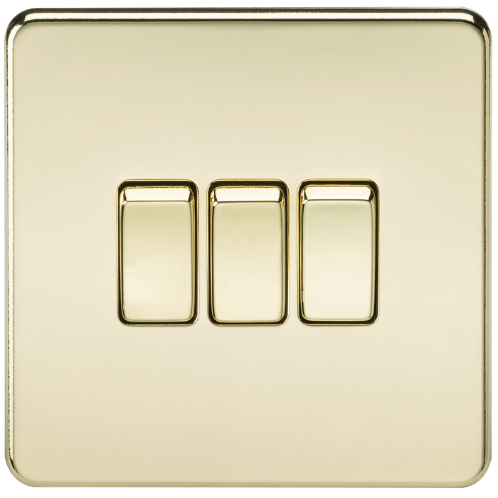 Knightsbridge SF4000PB Screwless 10AX 3G 2-Way Switch - Polished Brass - westbasedirect.com