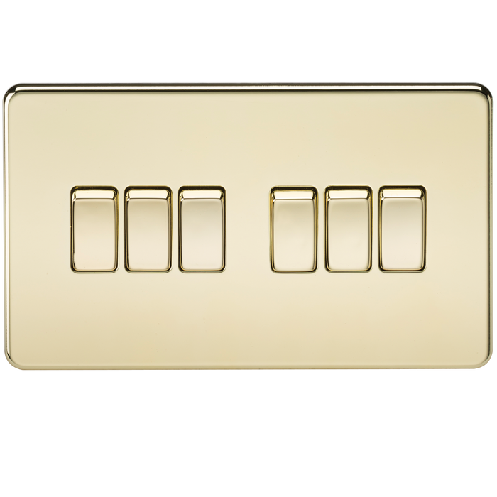 Knightsbridge SF4200PB Screwless 10AX 6G 2-Way Switch - Polished Brass - westbasedirect.com