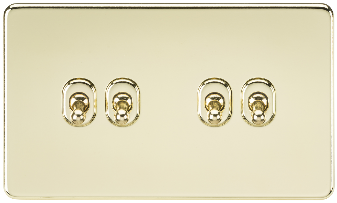 Knightsbridge SF4TOGPB Screwless 10AX 4G 2-Way Toggle Switch - Polished Brass - westbasedirect.com