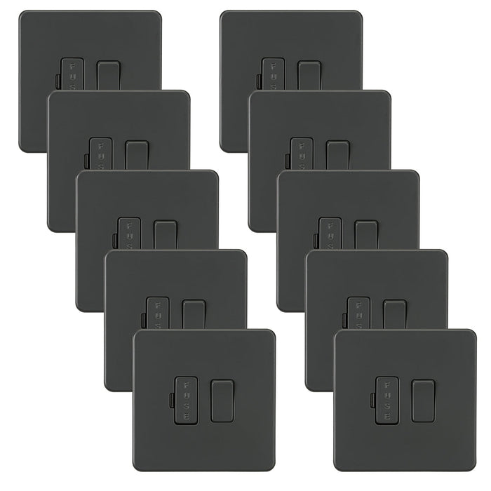 Knightsbridge SF6300ATx10 Screwless 13A Switched Fused Spur Unit - Anthracite (10 Pack)