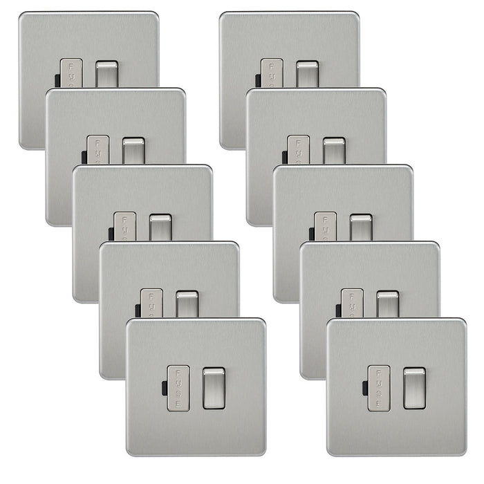 Knightsbridge SF6300BCx10 Screwless 13A Switched Fused Spur Unit - Brushed Chrome (10 Pack)