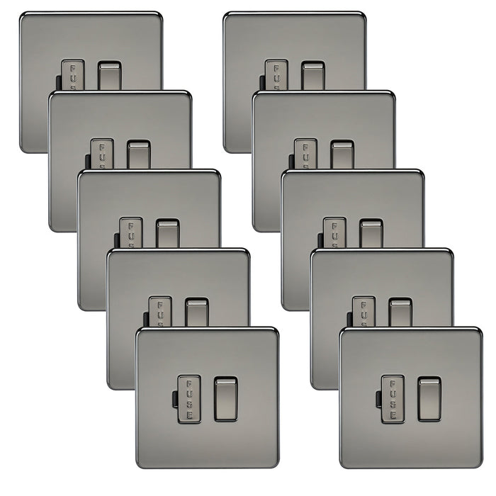 Knightsbridge SF6300BNx10 Screwless 13A Switched Fused Spur Unit - Black Nickel (10 Pack)