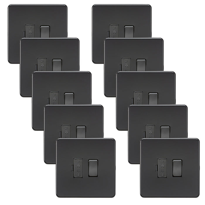 Knightsbridge SF6300MBBx10 Screwless 13A Switch Fused Spur Unit - Matt Black + Black Fuse Cap (10 Pack)