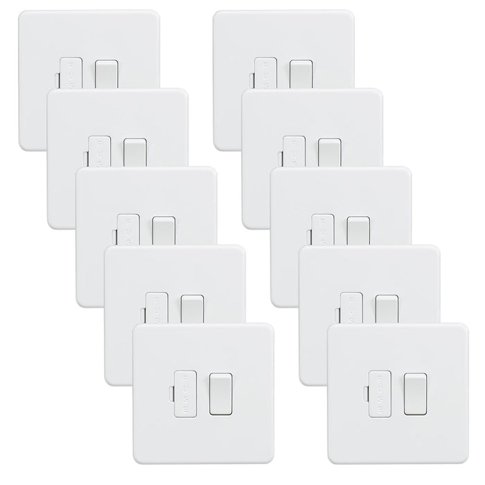 Knightsbridge SF6300MWx10 Screwless 13A Switched Fused Spur Unit - Matt White (10 Pack)
