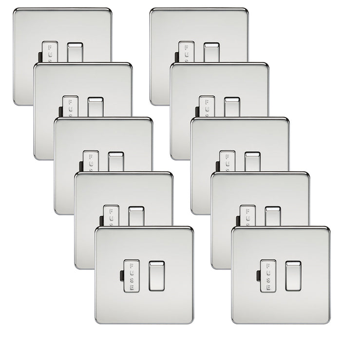 Knightsbridge SF6300PCx10 Screwless 13A Switched Fused Spur Unit - Polished Chrome (10 Pack)
