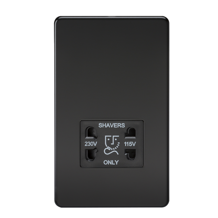 Knightsbridge SF8900MB Screwless 115V/230V Dual Voltage Shaver Socket - Matt Black - westbasedirect.com