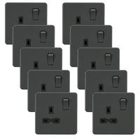 Knightsbridge SFR7000ATx10 Screwless 13A 1G DP Switched Socket - Anthracite (10 Pack)