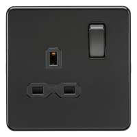 Knightsbridge SFR7000MBB Screwless 13A 1G DP Switched Socket - Matt Black + Black Rockers