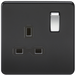 Knightsbridge SFR7000MB Screwless 13A 1G DP Switched Socket - Matt Black + Chrome Rockers - westbasedirect.com