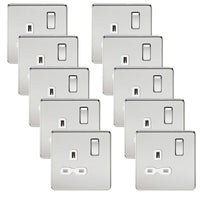 Knightsbridge SFR7000PCWx10 Screwless 13A 1G DP Switched Socket - Polished Chrome + White Insert (10 Pack)
