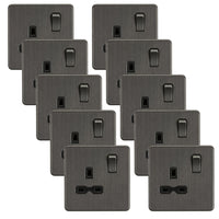 Knightsbridge SFR7000SBx10 Screwless 13A 1G DP Switched Socket - Smoked Bronze (10 Pack)