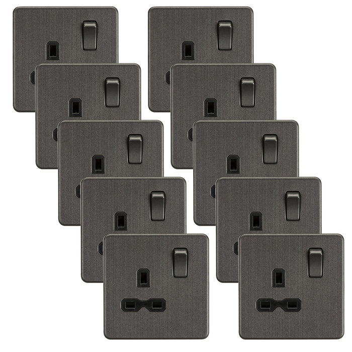 Knightsbridge SFR7000SBx10 Screwless 13A 1G DP Switched Socket - Smoked Bronze (10 Pack)