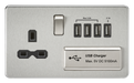 Knightsbridge SFR7USB4BC Screwless 13A Switched Socket + 4xUSB (5.1A) - Brushed Chrome + Black Insert - westbasedirect.com