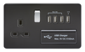 Knightsbridge SFR7USB4MB Screwless 13A Switched Socket + 4xUSB (5.1A) - Matt Black + Chrome Rocker - westbasedirect.com