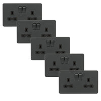 Knightsbridge SFR9000ATx5 Screwless 13A 2G DP Switched Socket - Anthracite (5 Pack)