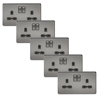 Knightsbridge SFR9000BNx5 Screwless 13A 2G DP Switched Socket - Black Nickel + Black Insert (5 Pack)