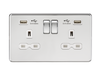 Knightsbridge SFR9224PCW Screwless 13A 2G Switch Socket + 2xUSB 2.4A - Polished Chrome + White Insert - westbasedirect.com