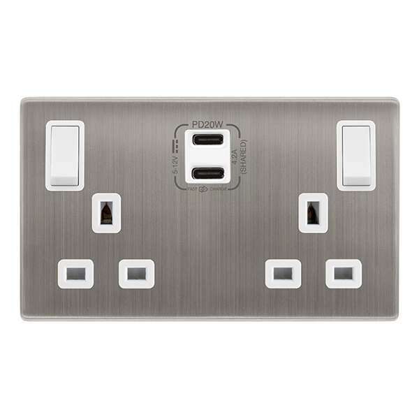 Buy Click Definity Complete SFSS596PW 'Ingot' 13A 2 Gang Switched ...